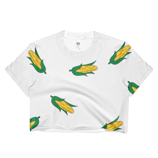 corn crop top, a crop top with crops, crop crop top